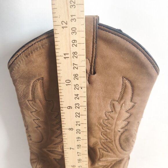 Vintage Abilene Western Cowboy Cowgirl Boots Nubuck Block Heel 8 Camel T… - Picture 12 of 13